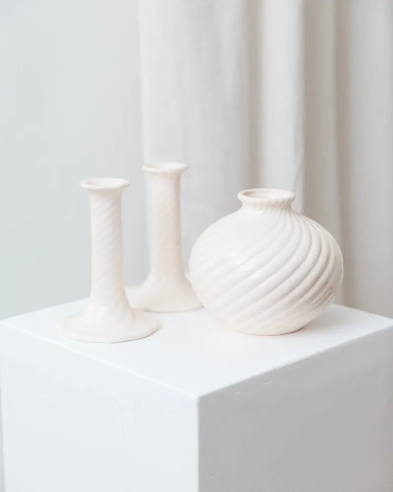 Vintage Kerzenhalter und Vase Keramik Mid-Century Design 1970er Set von 2