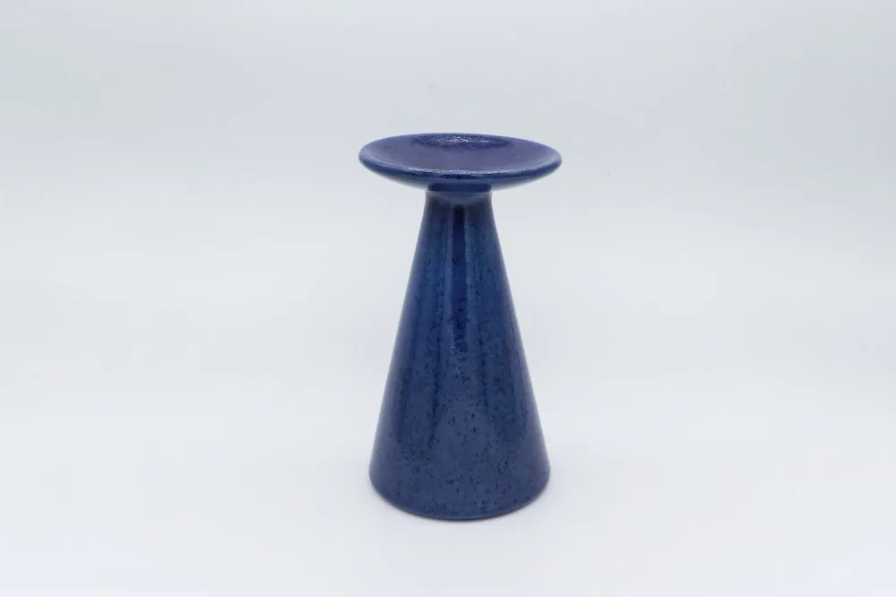 Vintage Kerzenständer blau Sprenkel Keramik Memphis Milano 90er Deutschland