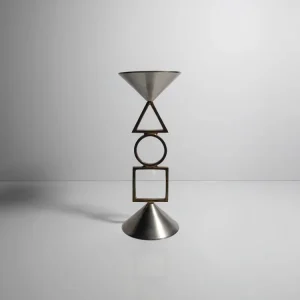 Vintage Postmodern Kerzenhalter Silber geometrisch 80er 90er Memphis Milano