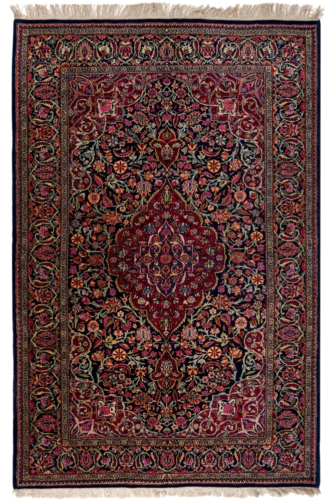 Vintage Teppich Kashan 204x130cm Bunt Naturmotive