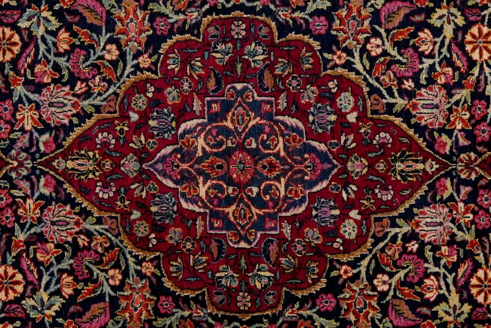 Vintage Teppich Kashan 204x130cm Bunt Naturmotive