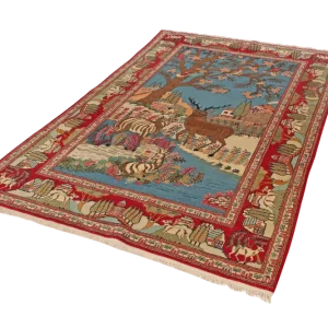 Vintage Teppich Kashan 210x135cm Bunt Naturinspirierte Motive