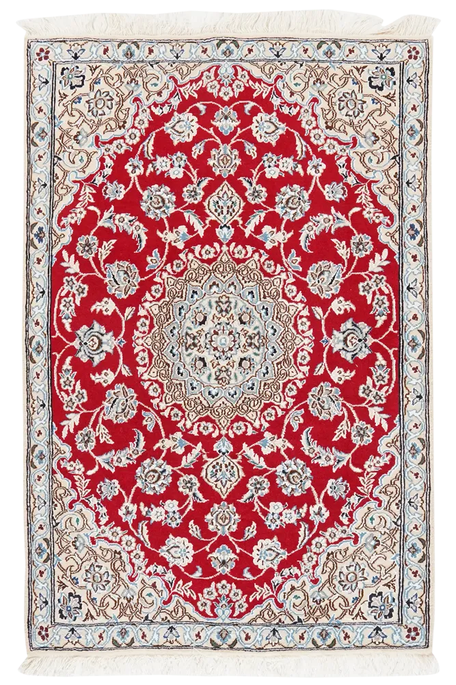 Vintage Teppich Nain 9La 135x89cm bunt Naturmotiv