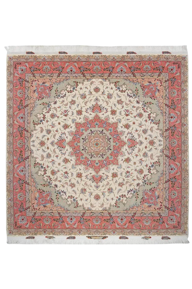 Vintage Teppich Tabriz 50 Raj 204x204cm bunt Naturmotive
