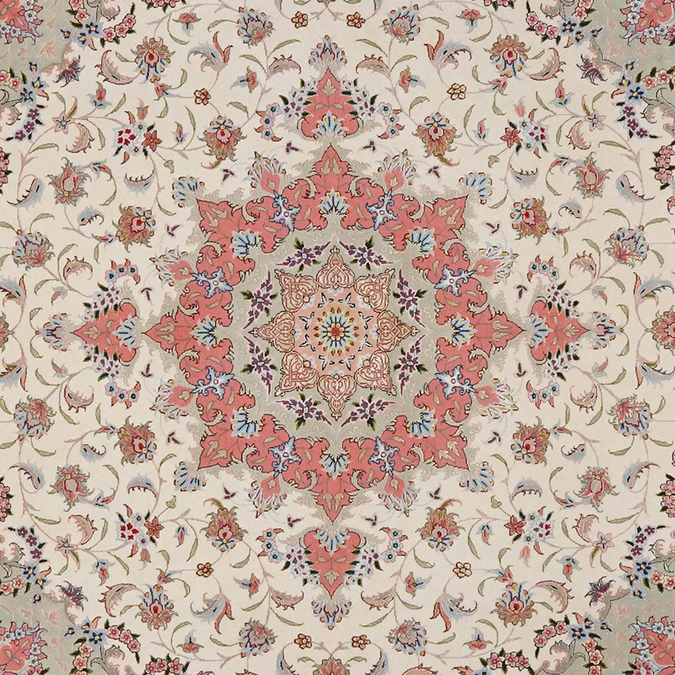 Vintage Teppich Tabriz 50 Raj 204x204cm bunt Naturmotive