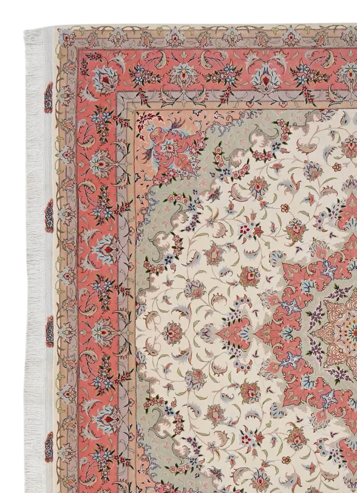 Vintage Teppich Tabriz 50 Raj 204x204cm bunt Naturmotive