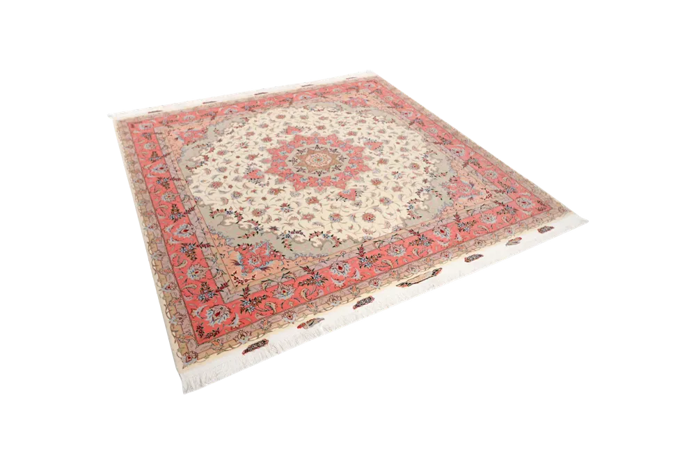 Vintage Teppich Tabriz 50 Raj 204x204cm bunt Naturmotive