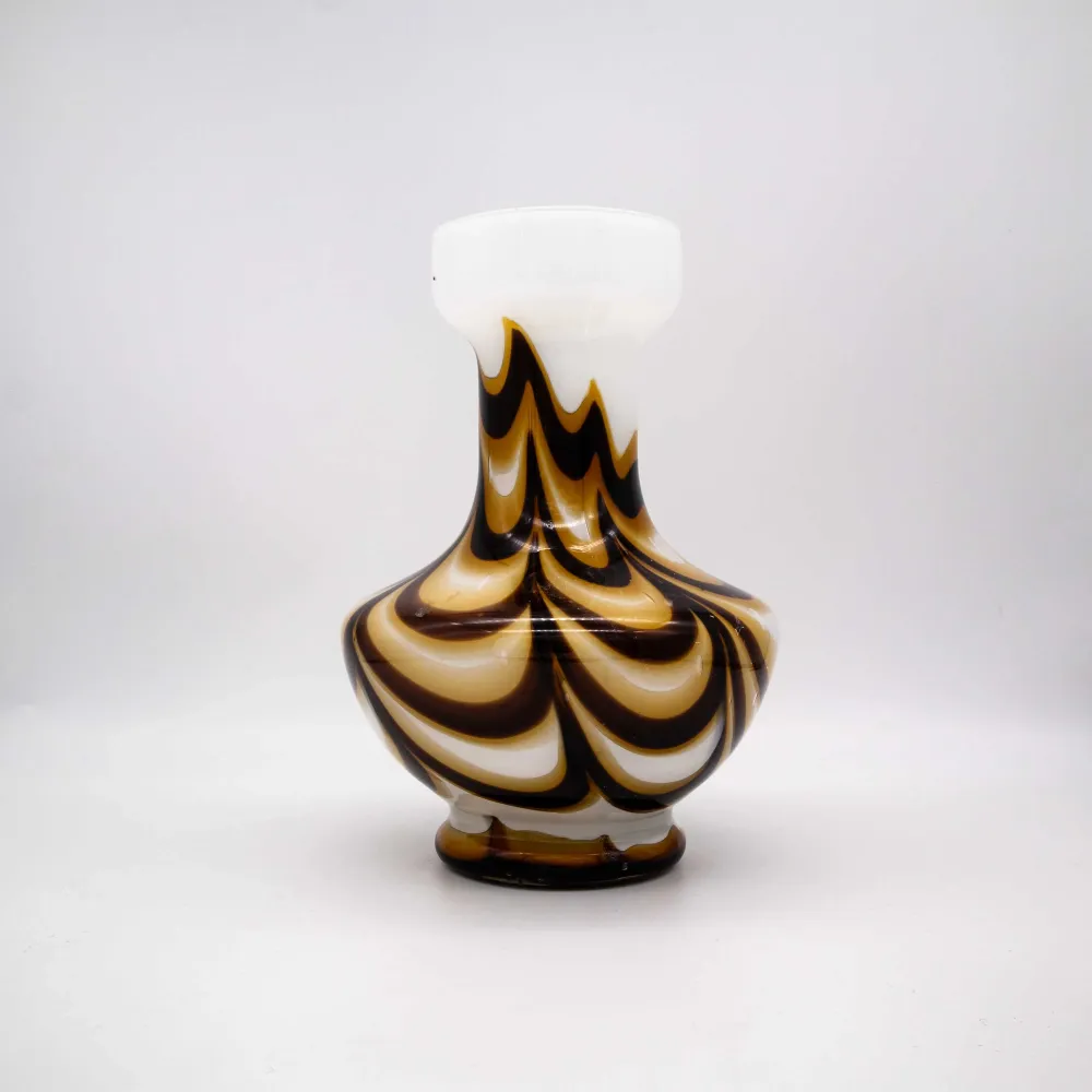 Vintage Vase Opaline Florence braun-weiß