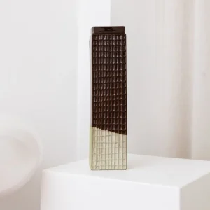 Vintage Vase Skyscraper Keramik Braun Tschechisches Design 1960er