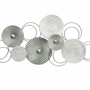 3D Wanddeko Sixo Kreise Metallbild 83x38 cm silber weiss