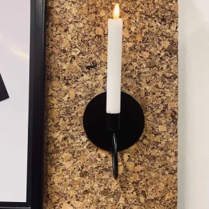 Wandhängender Kerzenhalter für Stabkerzen - Schwarzes Eisen