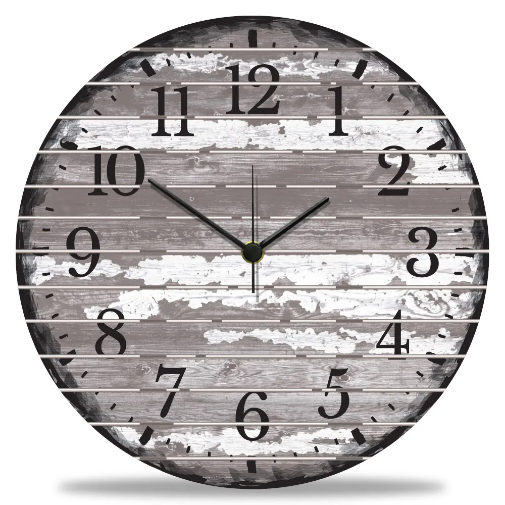 Wanduhr aus Holz Vintage Gray - mit UV Druck