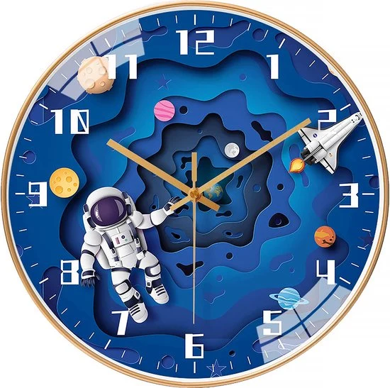 Wanduhr für Kinder - 3D-Raumfahrer