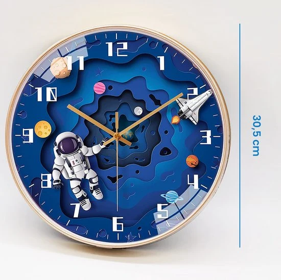 Wanduhr für Kinder - 3D-Raumfahrer