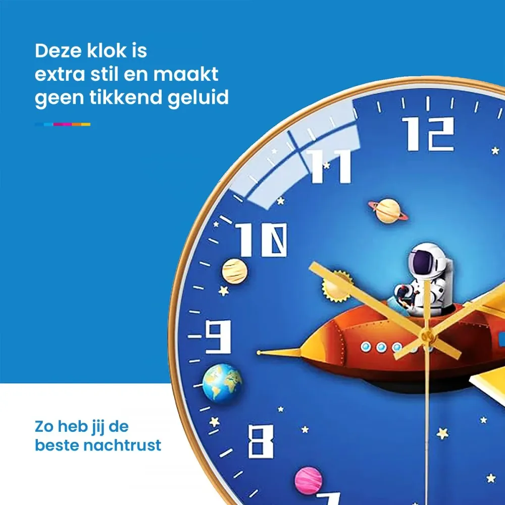 Wanduhr für Kinder - Lautlose Uhr - 30,5 cm - Rakete