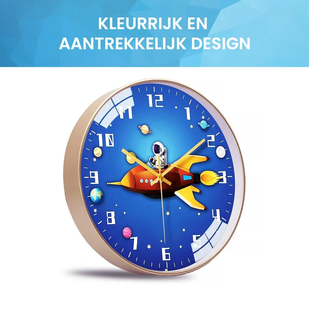 Wanduhr für Kinder - Lautlose Uhr - 30,5 cm - Rakete