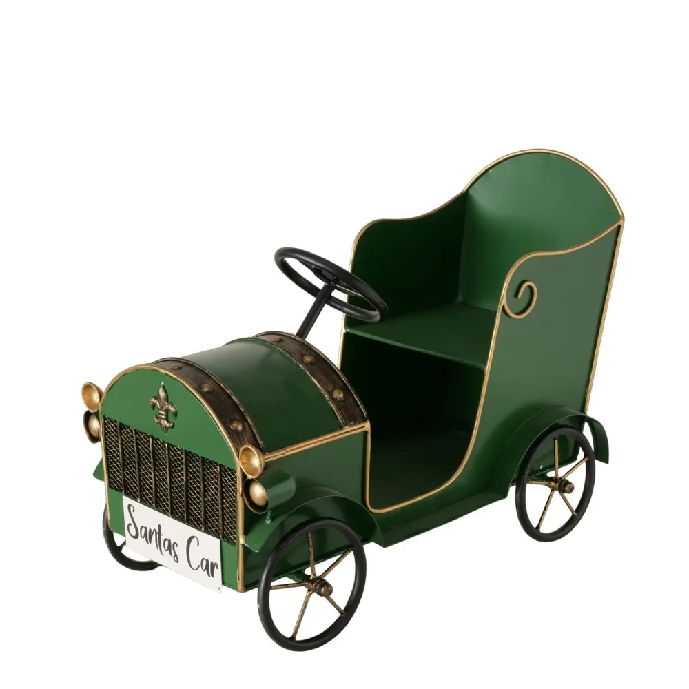 Weihnachtsmann SantasCar Weihnachtsdeko Auto Vintage 51cm