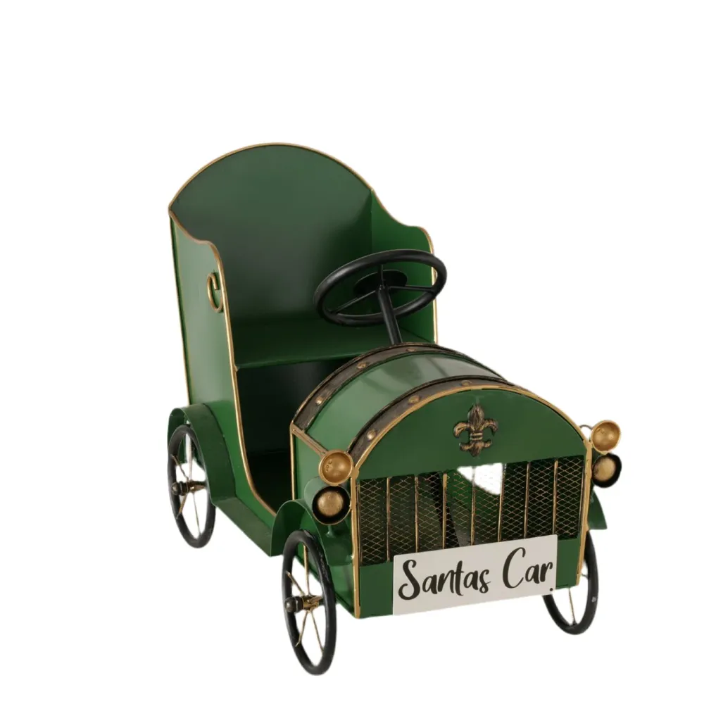 Weihnachtsmann SantasCar Weihnachtsdeko Auto Vintage 51cm