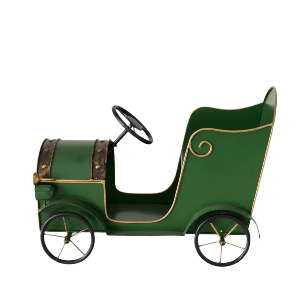 Weihnachtsmann SantasCar Weihnachtsdeko Auto Vintage 51cm