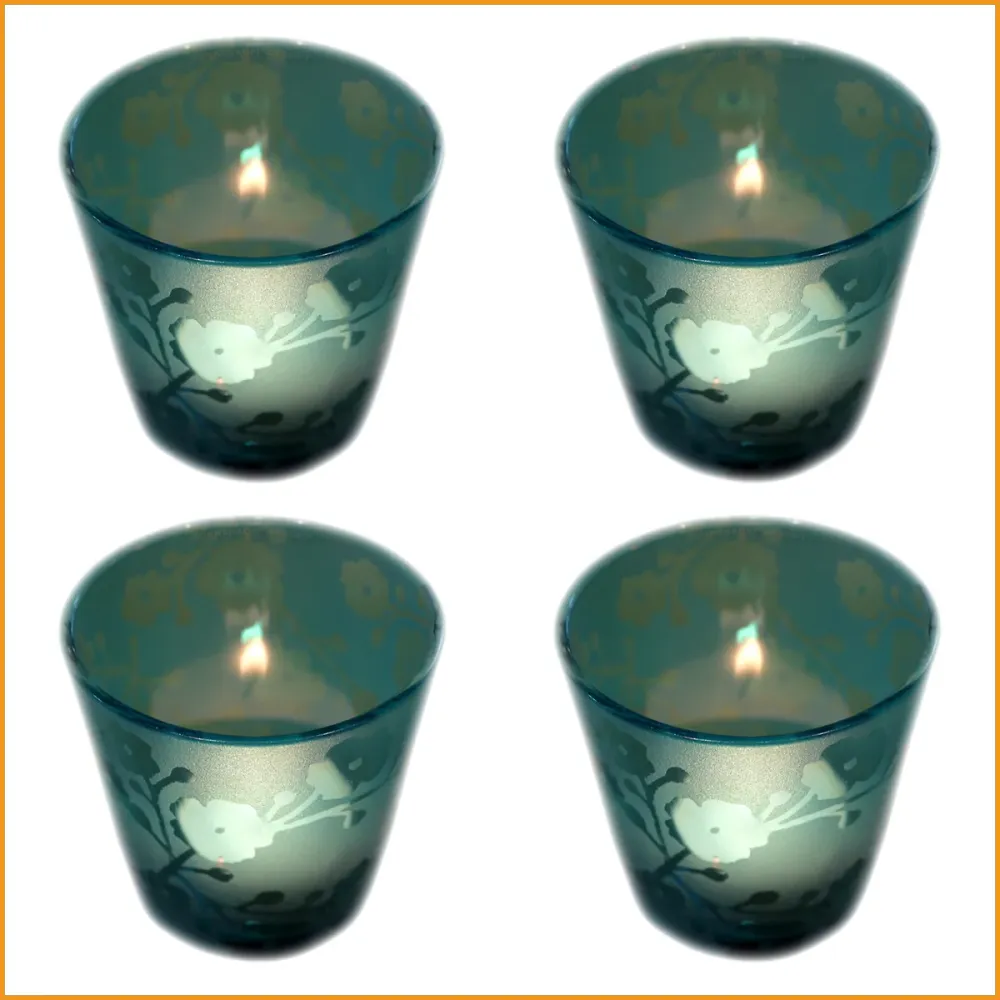 WINDLICHT Glas - blau - 4er SET (über 40% sparen)