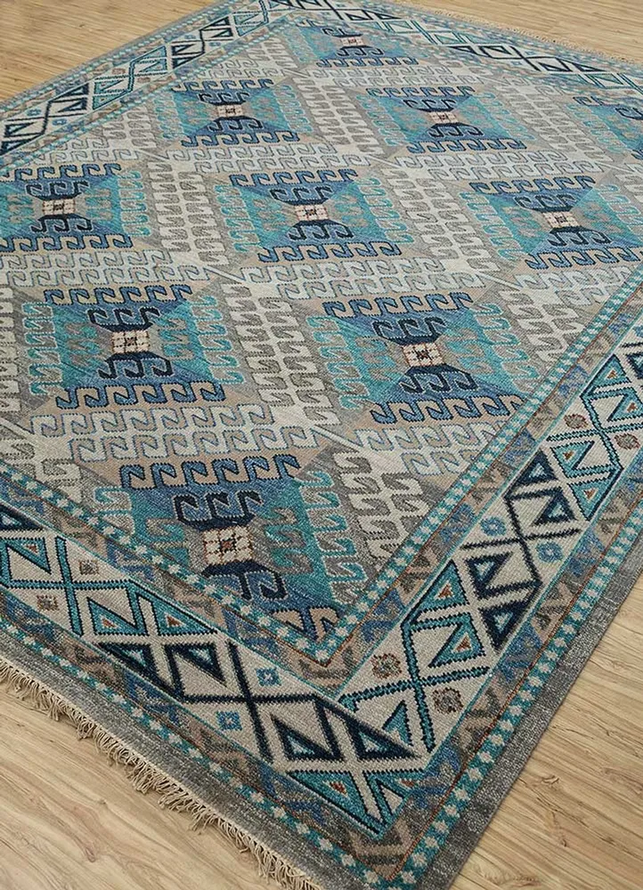 Wollteppich - 240 x 150 cm - hellblau