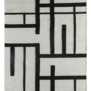 Wollteppich - 240 x 150 cm - schwarz-weiß