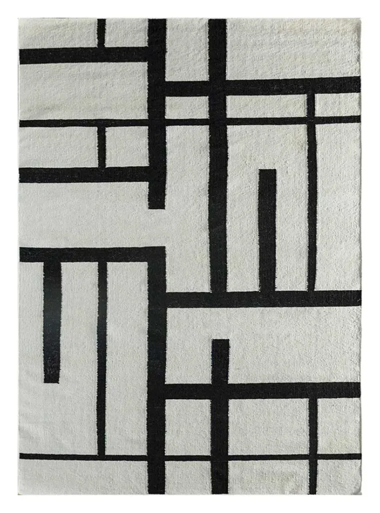 Wollteppich - 240 x 150 cm - schwarz-weiß