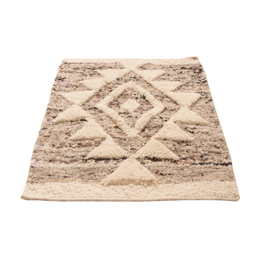 Wollteppich - 90 x 60 cm - hellbeige