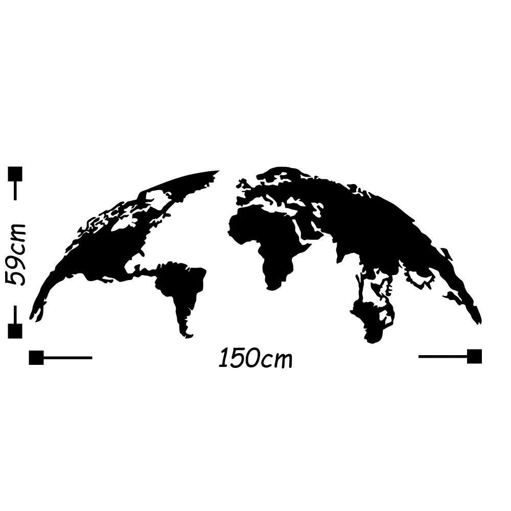 World Map Large Wanddeko - Schwarz