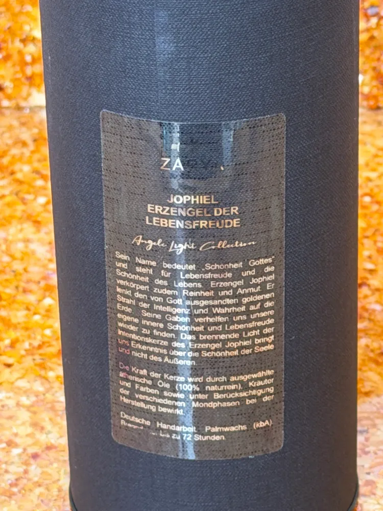 Zarya Sigillen Duftkerze - Erzengel Jophiel - Engelmagie mit Orange & Van Van
