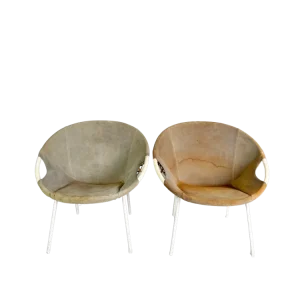 2er Set Original Midcentury Sessel Lusch & Co Baloon Chair Wildleder