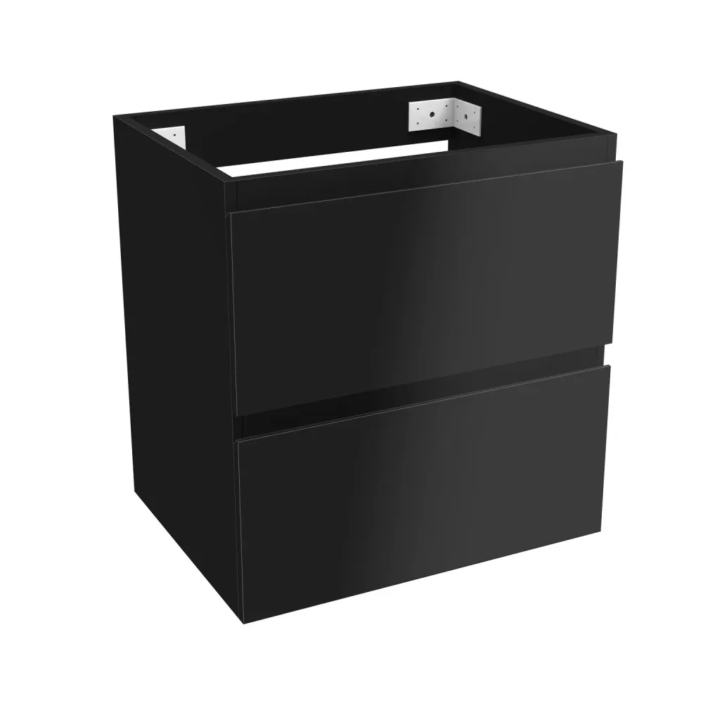 2tlg. Möbel Set Waschbeckenunterschrank mit Keramikbecken Schwarz Hochglanz