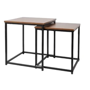 Beistelltisch 2er Set Holz Metall Wohnzimmer Tisch Couchtisch Satztisch