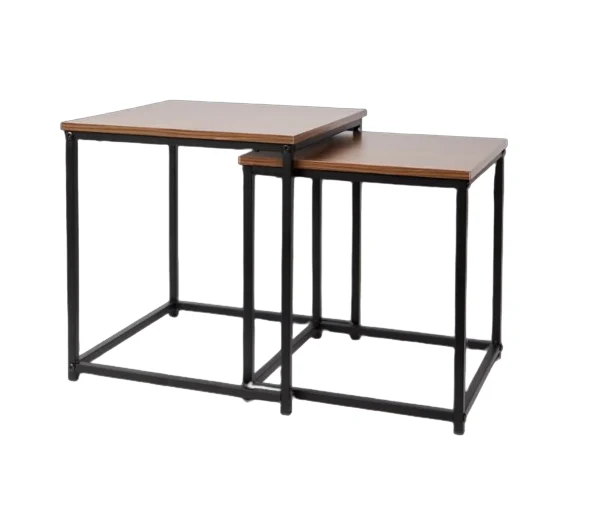 Beistelltisch 2er Set Holz Metall Wohnzimmer Tisch Couchtisch Satztisch