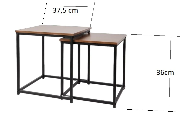Beistelltisch 2er Set Holz Metall Wohnzimmer Tisch Couchtisch Satztisch