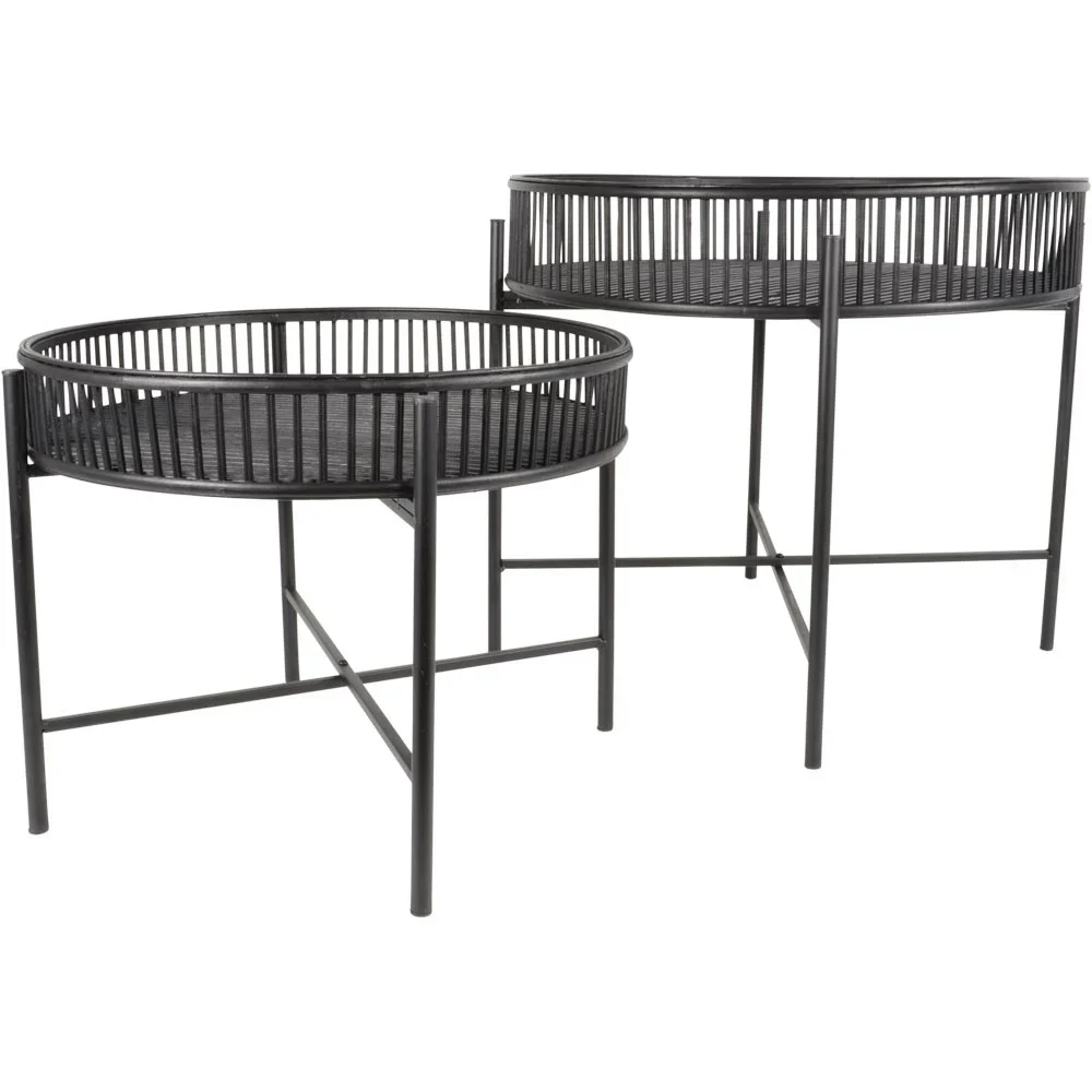 Beistelltisch Aiko 2er Set schwarz Ø49/Ø60 cm