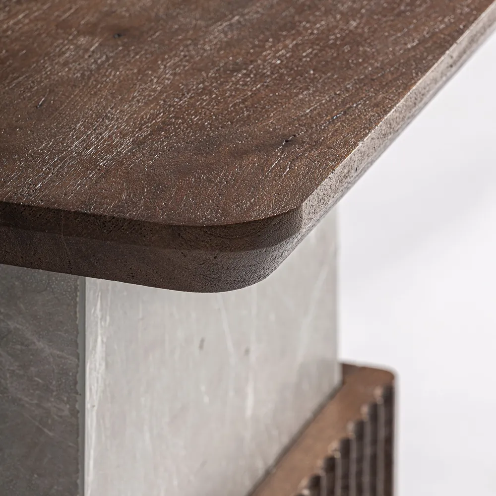 Beistelltisch ANZEX aus Mangoholz mit grauem Marmor