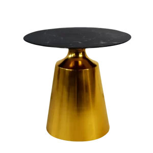 Beistelltisch Black Marble, Stein, Metall - gold, schwarzer Marmor