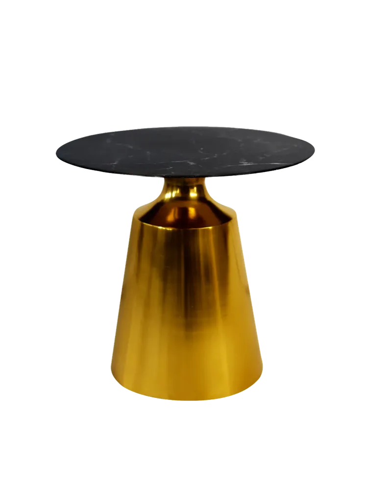 Beistelltisch Black Marble, Stein, Metall - gold, schwarzer Marmor