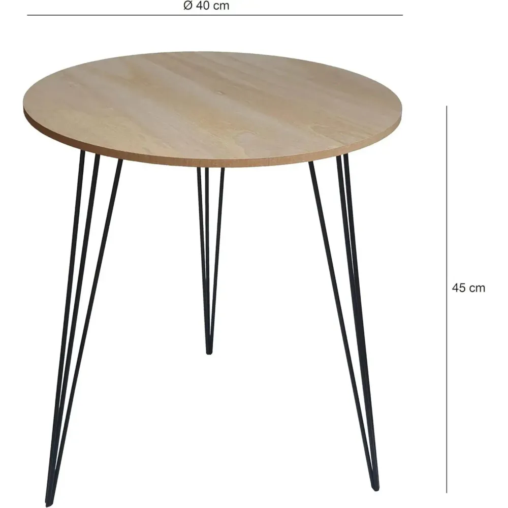Beistelltisch Couchtisch rund Holz Metall Tisch Nachttisch Holztisch Ø 40 cm