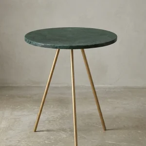 Beistelltisch – Echter Marmor Grün Gold Metallbeine 38x38x44 cm