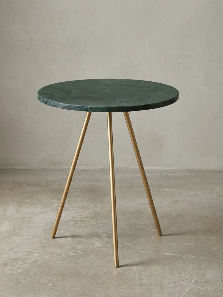 Beistelltisch – Echter Marmor Grün Gold Metallbeine 38x38x44 cm