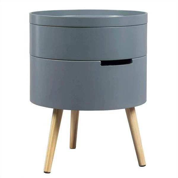 Beistelltisch mit Stauraum aus Holz grau