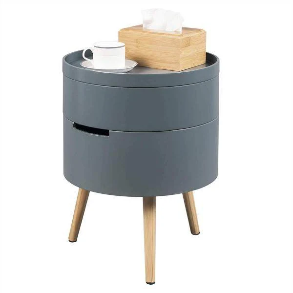 Beistelltisch mit Stauraum aus Holz grau