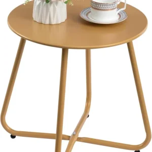Beistelltisch Outdoor Balkon Gartentisch Rund Metall Gold