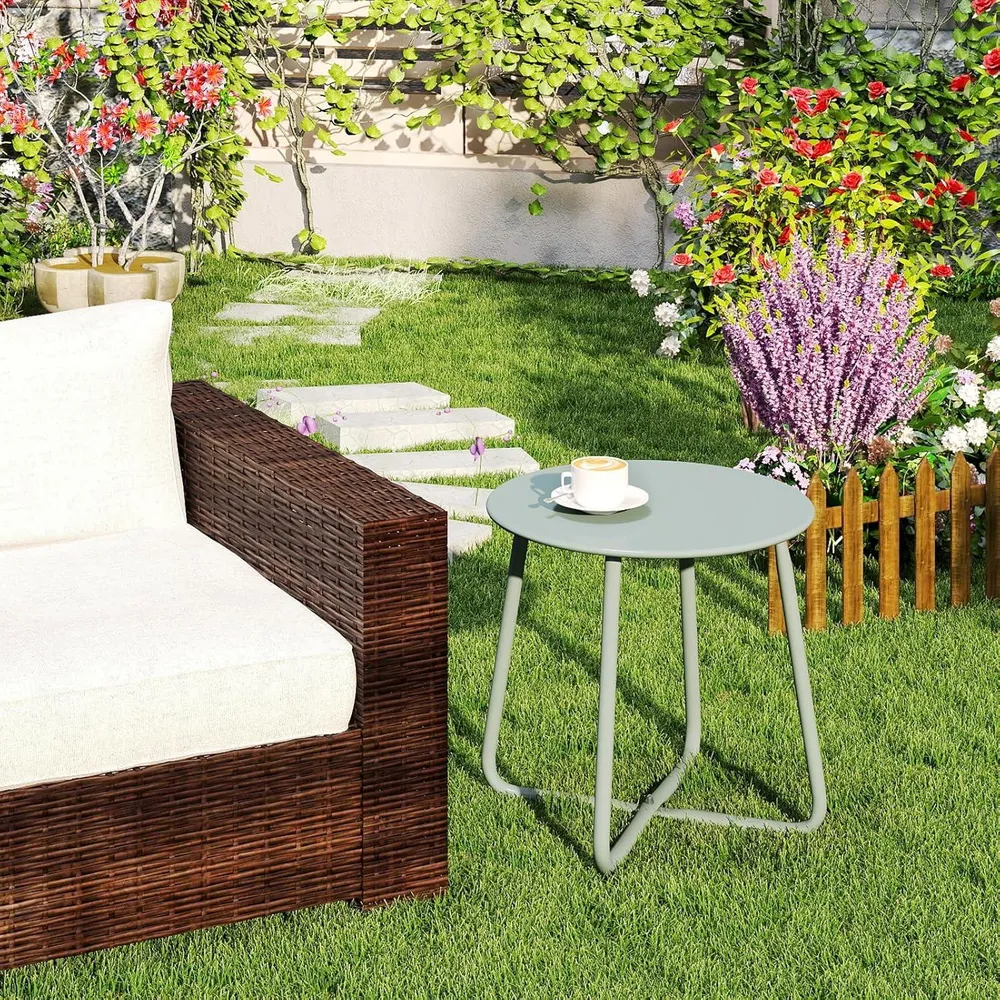 Beistelltisch Outdoor Balkontisch Metall Rund Wetterfest