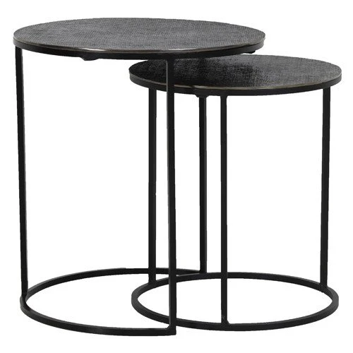 Beistelltisch RENGO Textur schwarz 2er-Set