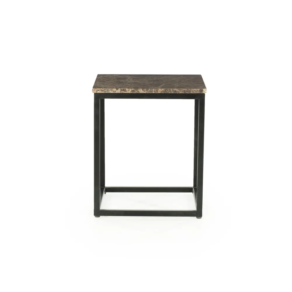 Beistelltisch RICO dunkelbraun Marmor mit Metallbasis