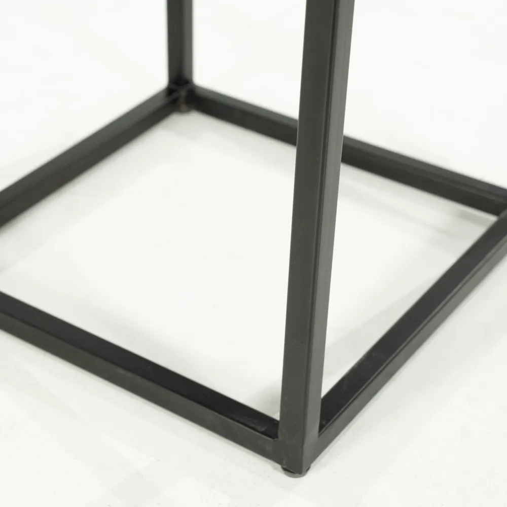 Beistelltisch RICO dunkelbraun Marmor mit Metallbasis