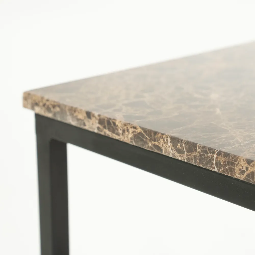 Beistelltisch RICO dunkelbraun Marmor mit Metallbasis
